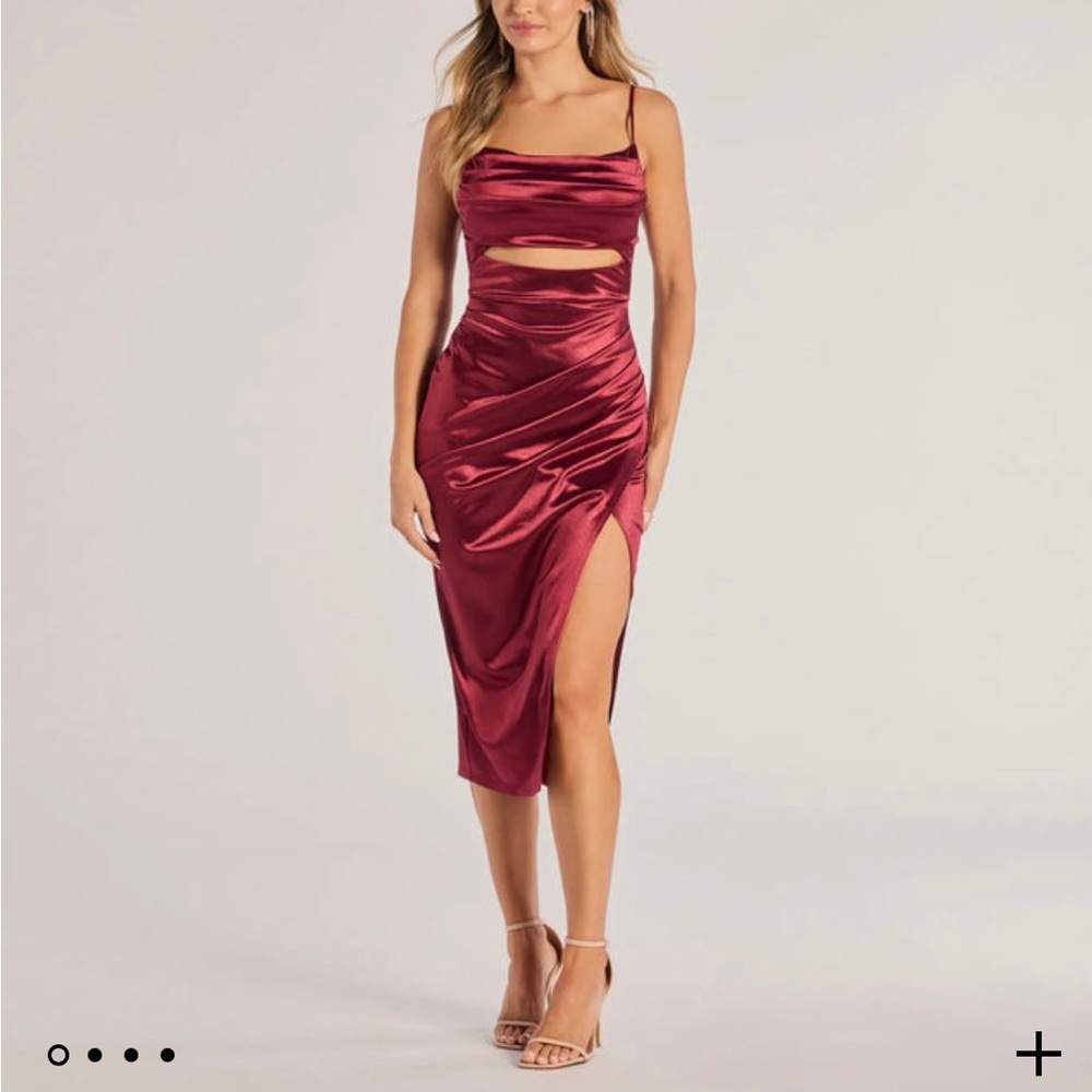 Red Asymmetrical Bodycon Dress with Slit